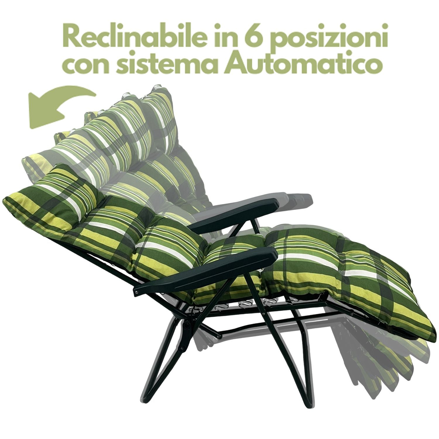 Marvin Sdraio da Giardino con Poggiapiedi Reclinabile Regolabile in 6 Posizioni Flock Poltrona VERDE SCOZZESE (7445/103)