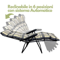 Marvin Sdraio da Giardino con Poggiapiedi Reclinabile Regolabile in 6 Posizioni Flock Poltrona co GRIGIO/AVORIO SCOZZESE