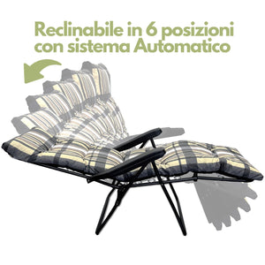 Marvin Sdraio da Giardino con Poggiapiedi Reclinabile Regolabile in 6 Posizioni Flock Poltrona co GRIGIO/AVORIO SCOZZESE