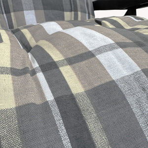 Marvin Sdraio da Giardino con Poggiapiedi Reclinabile Regolabile in 6 Posizioni Flock Poltrona co GRIGIO/AVORIO SCOZZESE