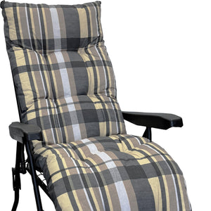 Marvin Sdraio da Giardino con Poggiapiedi Reclinabile Regolabile in 6 Posizioni Flock Poltrona co GRIGIO/AVORIO SCOZZESE