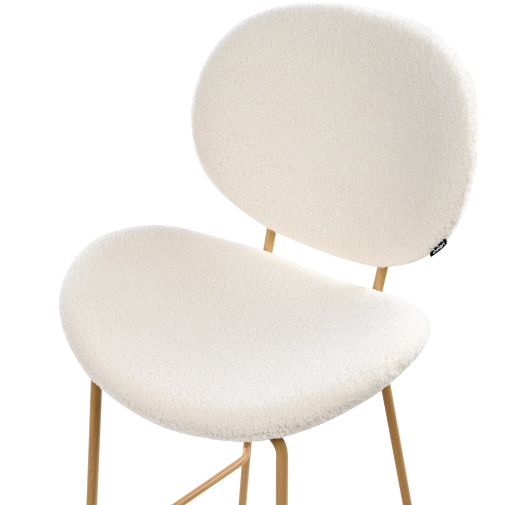 Set di 2 sedie con gambe senza braccioli Bouclè PU Gambe in ferro nero Design contemporaneo e retrò Sedute per la sala da pranzo bianco