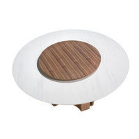 Tavolo da pranzo rotonda marmo porcellanato e noce