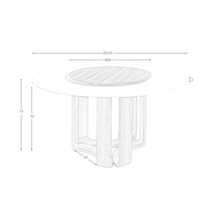 Tavolo da pranzo rotonda marmo porcellanato e noce