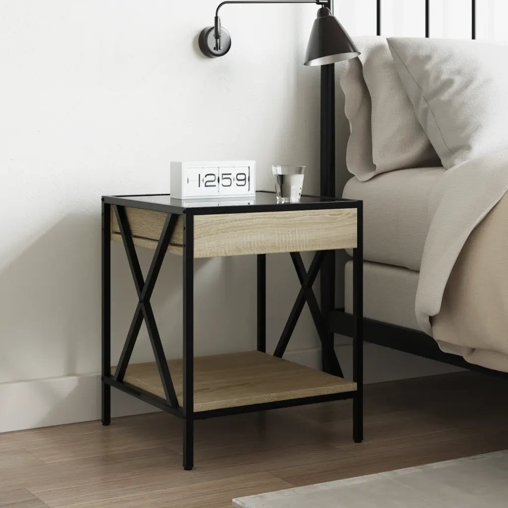 Comodino con LED Infinity Rovere Fumo 40x40x49 cm 3284097
