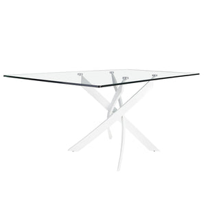 Tavolo da pranzo rettangolare vetro temperato e acciaio bianco