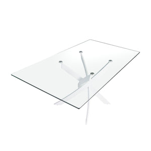 Tavolo da pranzo rettangolare vetro temperato e acciaio bianco