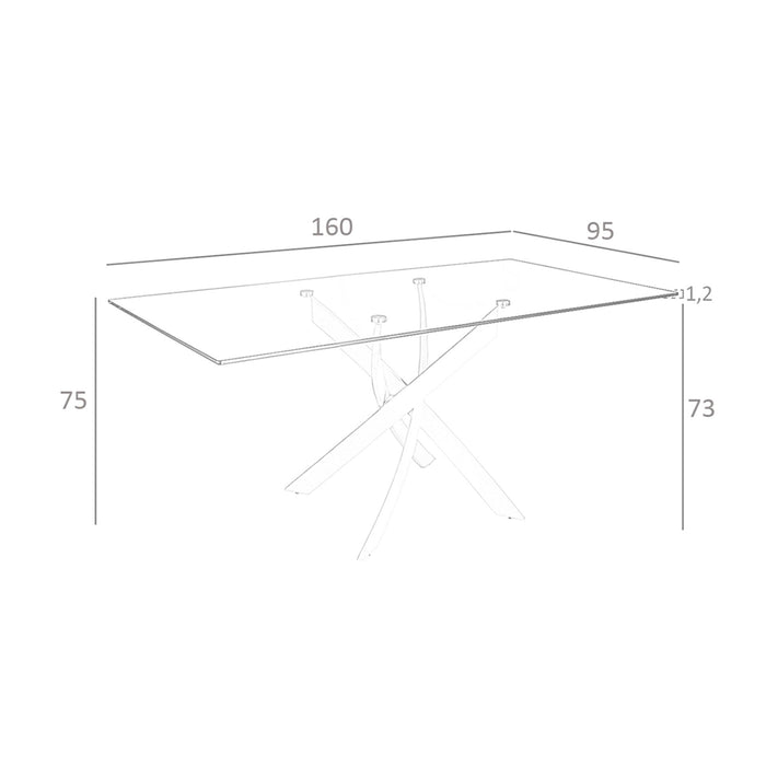 Tavolo da pranzo rettangolare vetro temperato e acciaio bianco