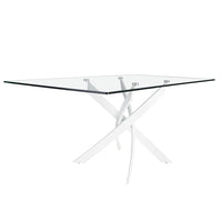 Tavolo da pranzo rettangolare vetro temperato e acciaio bianco