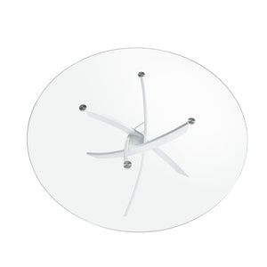 Tavolo da pranzo rotonda vetro temperato e acciaio bianco