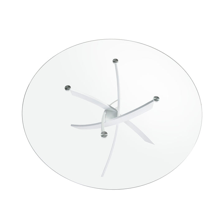 Tavolo da pranzo rotonda vetro temperato e acciaio bianco