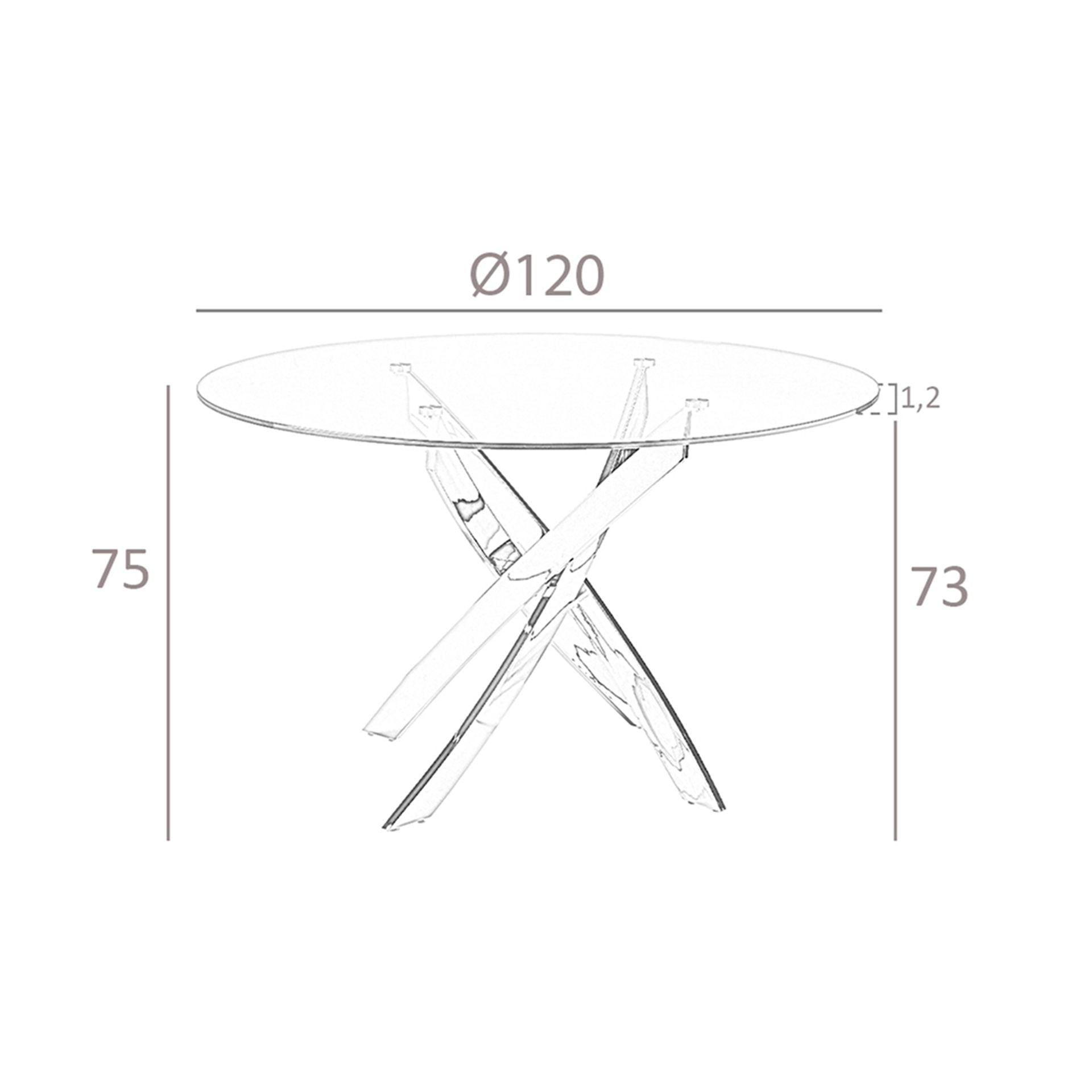 Tavolo da pranzo rotonda vetro temperato e acciaio bianco