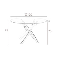Tavolo da pranzo rotonda vetro temperato e acciaio bianco