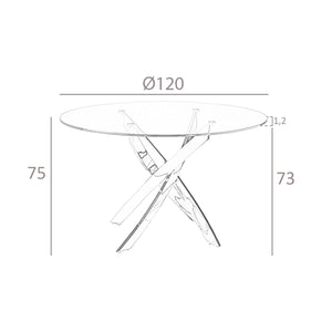 Tavolo da pranzo rotonda vetro temperato e acciaio bianco