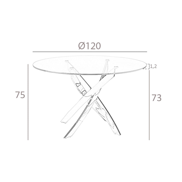 Tavolo da pranzo rotonda vetro temperato e acciaio bianco