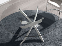 Tavolo da pranzo rotonda vetro temperato e acciaio bianco