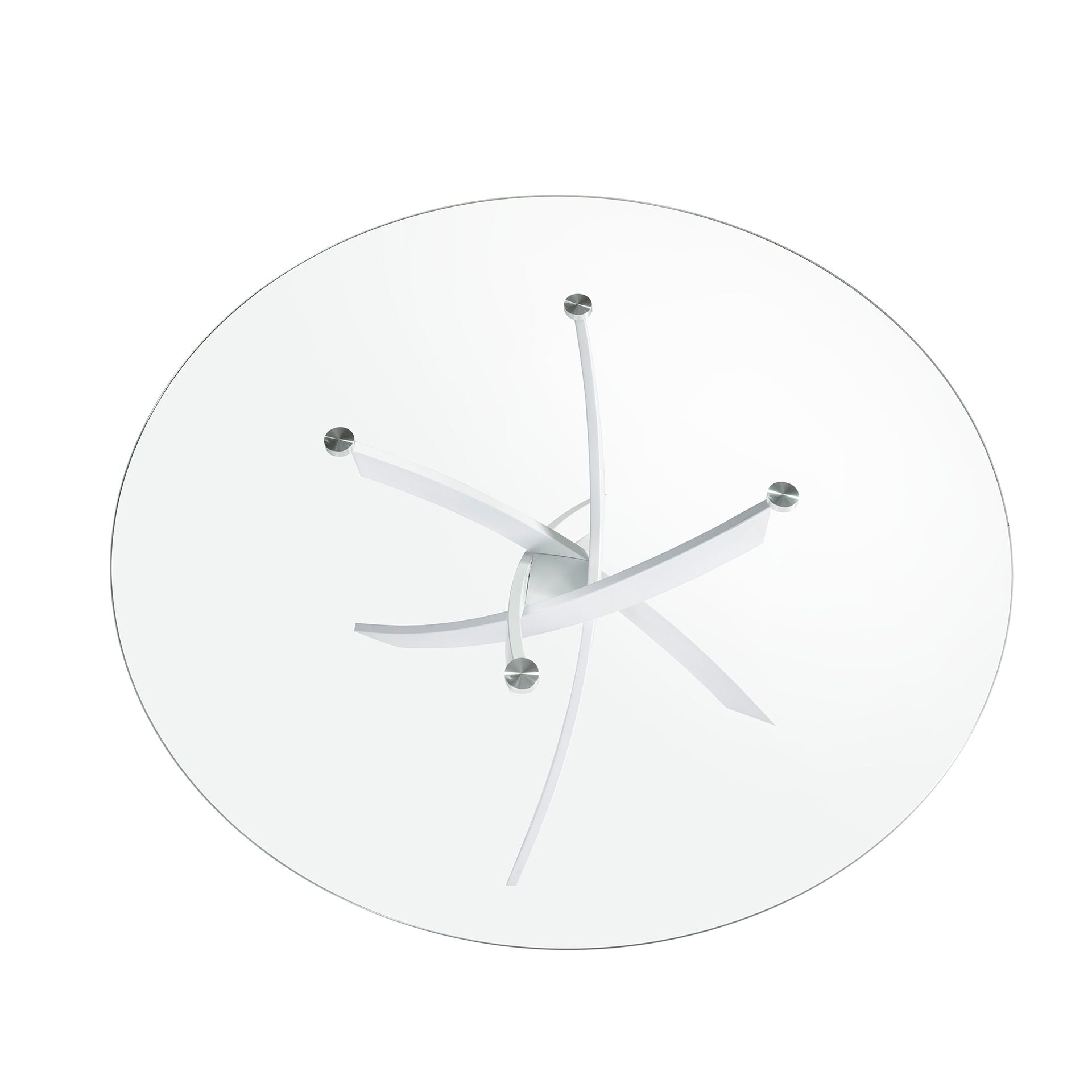 Tavolo da pranzo rotonda vetro temperato e acciaio bianco