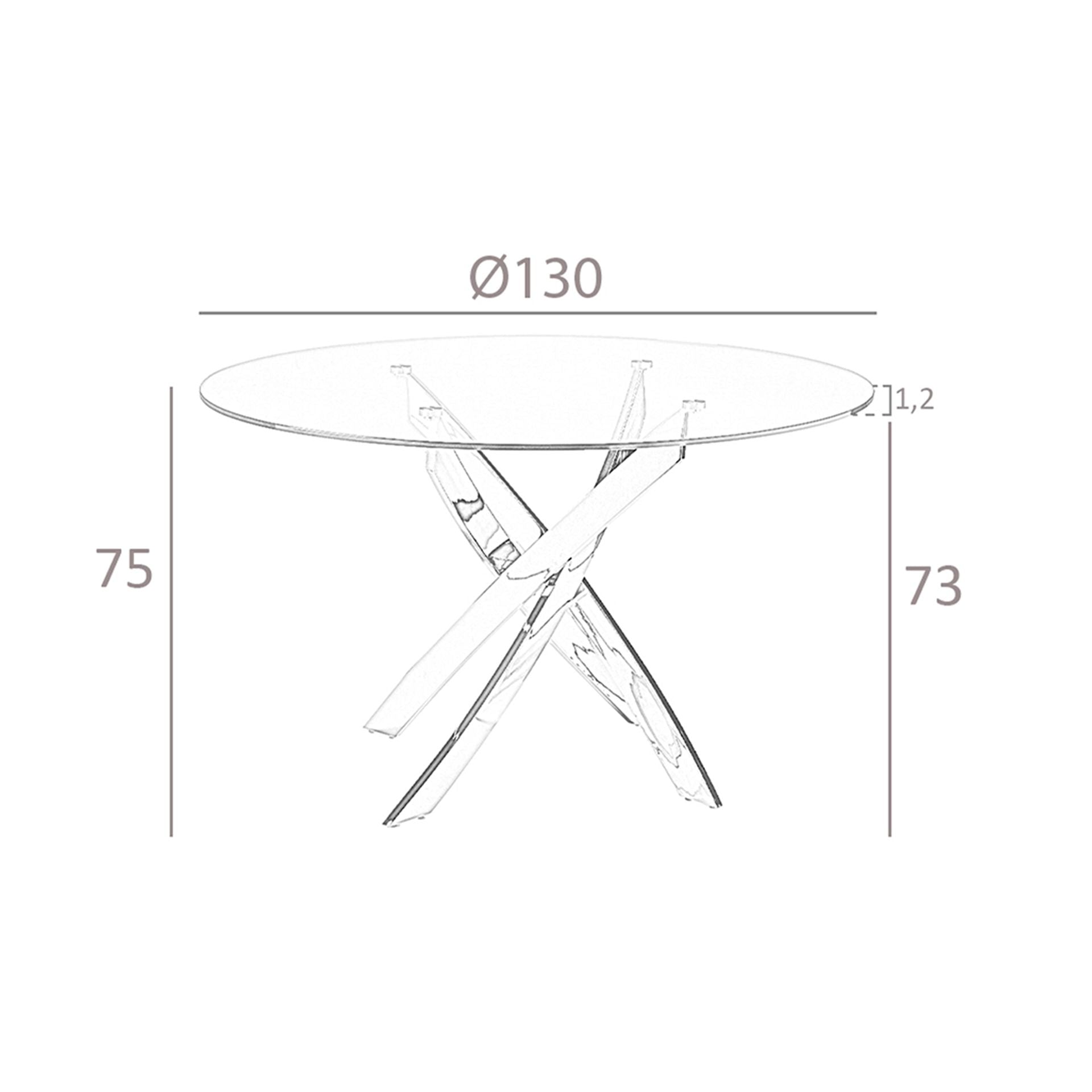 Tavolo da pranzo rotonda vetro temperato e acciaio bianco