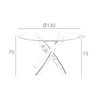 Tavolo da pranzo rotonda vetro temperato e acciaio bianco