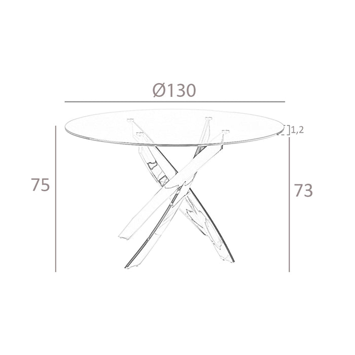 Tavolo da pranzo rotonda vetro temperato e acciaio bianco