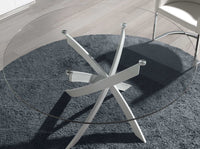 Tavolo da pranzo rotonda vetro temperato e acciaio bianco