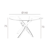 Tavolo da pranzo rotonda vetro temperato e acciaio bianco