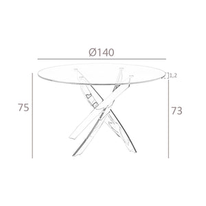 Tavolo da pranzo rotonda vetro temperato e acciaio bianco