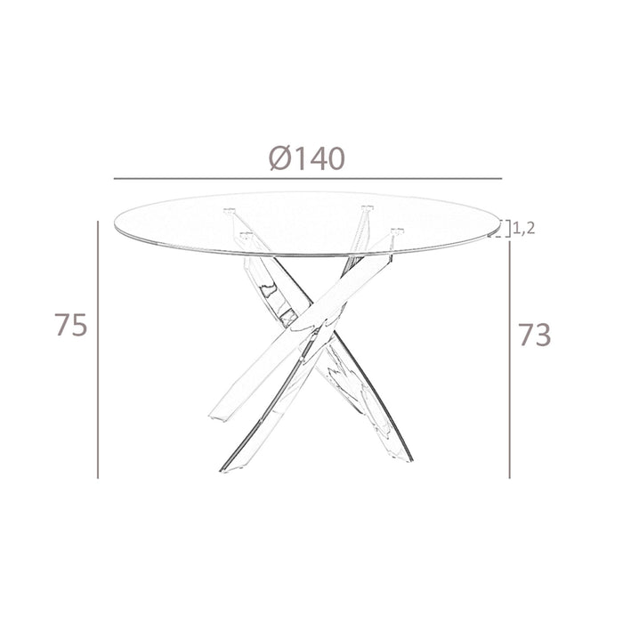 Tavolo da pranzo rotonda vetro temperato e acciaio bianco