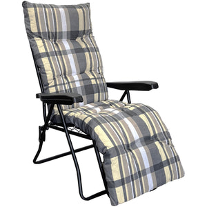 Marvin Sdraio da Giardino con Poggiapiedi Reclinabile Regolabile in 6 Posizioni Flock Poltrona co GRIGIO/AVORIO SCOZZESE