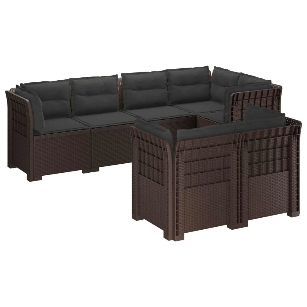 Divano 7 Posti da Giardino con Cuscini Aspetto Rattan PP 3444163