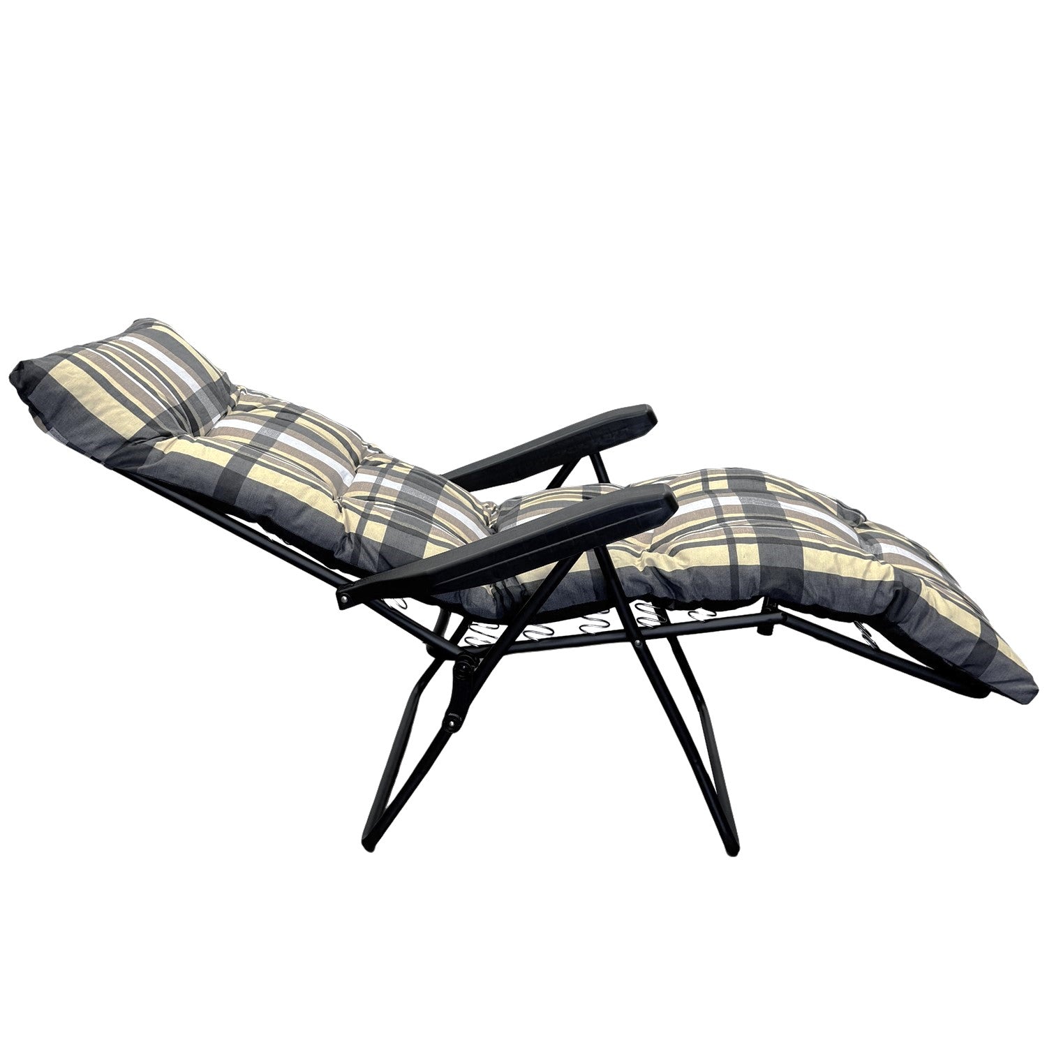 Marvin Sdraio da Giardino con Poggiapiedi Reclinabile Regolabile in 6 Posizioni Flock Poltrona co GRIGIO/AVORIO SCOZZESE