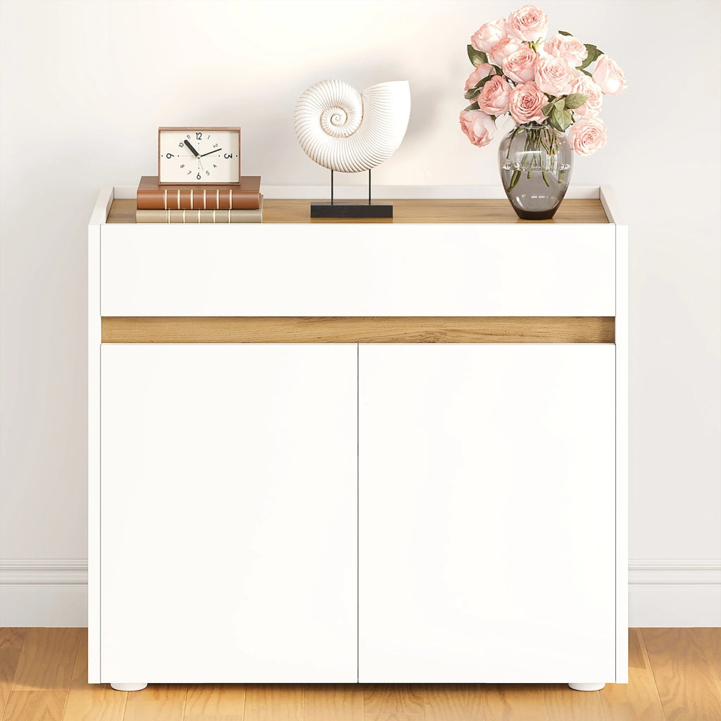 Mobile contenitore con cassetto e ripiani regolabili 80x40x70 cm bianco