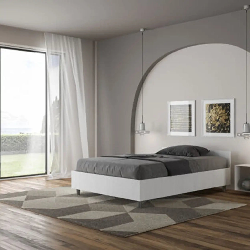 Letto una piazza e mezza con rete 120x200 bianco frassino Nuamo