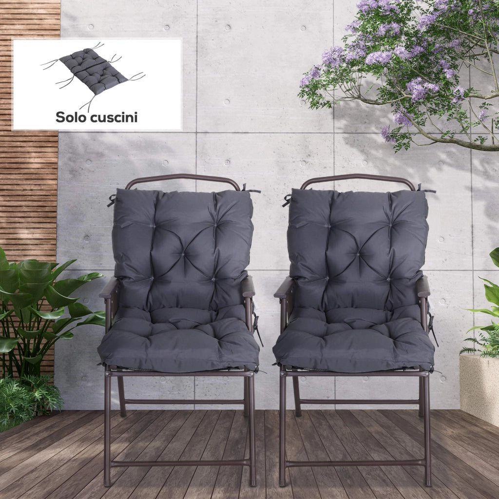 Cuscini per Sedie da Giardino ¨C Zephmum ¨C Poliestere e Cotone, Grigio, 50x98x8 cm