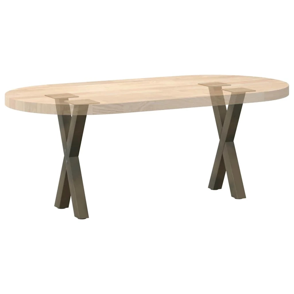 Set di 2 gambe per tavolino da caffè a forma di X 28 x 43 cm con piedini regolabili design moderno acciaio naturale 02_0057166
