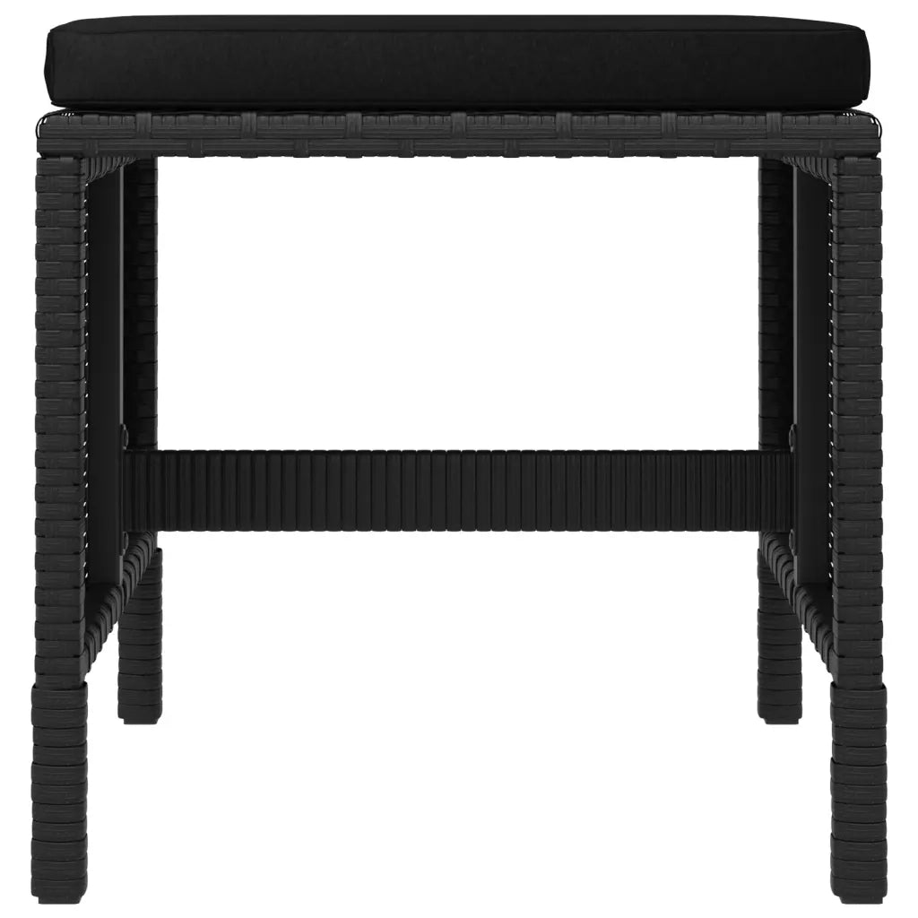 Set da Pranzo da Giardino 6 pz con Cuscini Nero in Polyrattan 363398