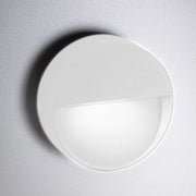 Bottom Lampada da parete a LED per esterni ed interni, forma rotonda, alluminio pressofuso, colore bianco opaco, 4.5W, 3000K, IP54, 10x3 cm