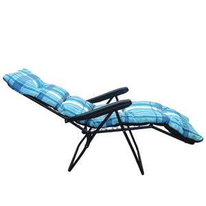 Marvin Sdraio da Giardino con Poggiapiedi Reclinabile Regolabile in 6 Posizioni Flock Poltrona con Cusc AZZURRO SCOZZESE