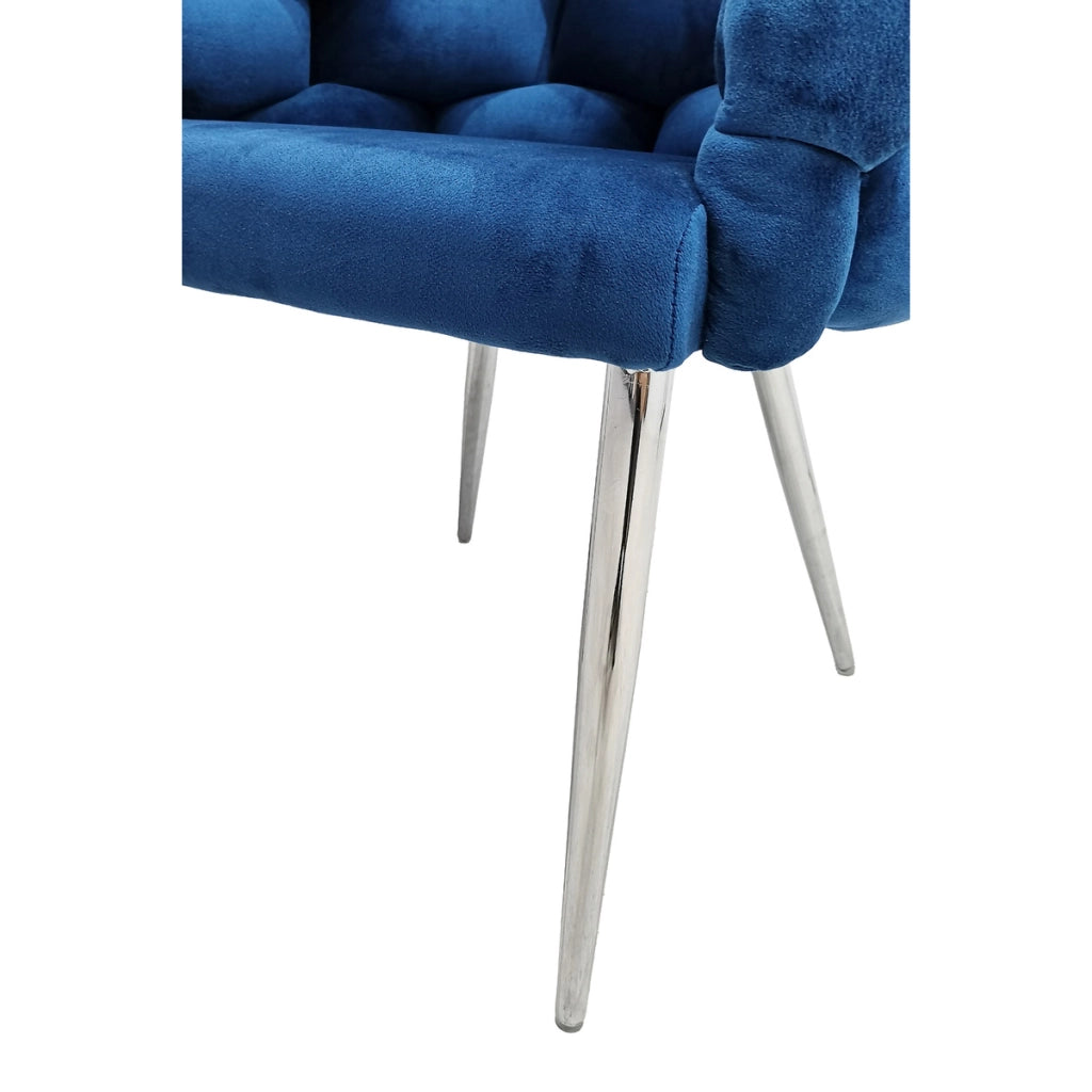 Set di 2 sedie Grace in velluto blu intrecciato con gambe nere