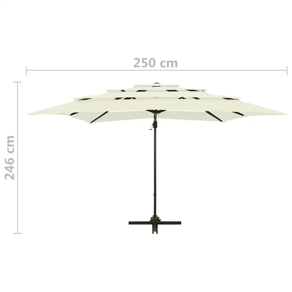 Ombrello | Parasolne a Sbalzo 4 Livelli Palo Alluminio 250x250 cm Sabbia