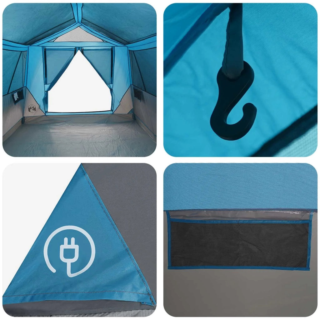 Tenda a tunnel con tetto Blu 8 persone Poliestere e Acciaio 42028658