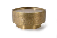 Tavolino in alluminio dorato e bronzo