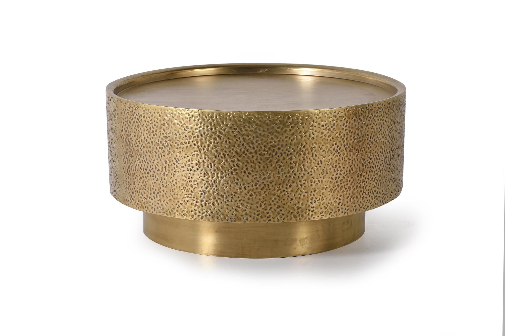 Tavolino in alluminio dorato e bronzo