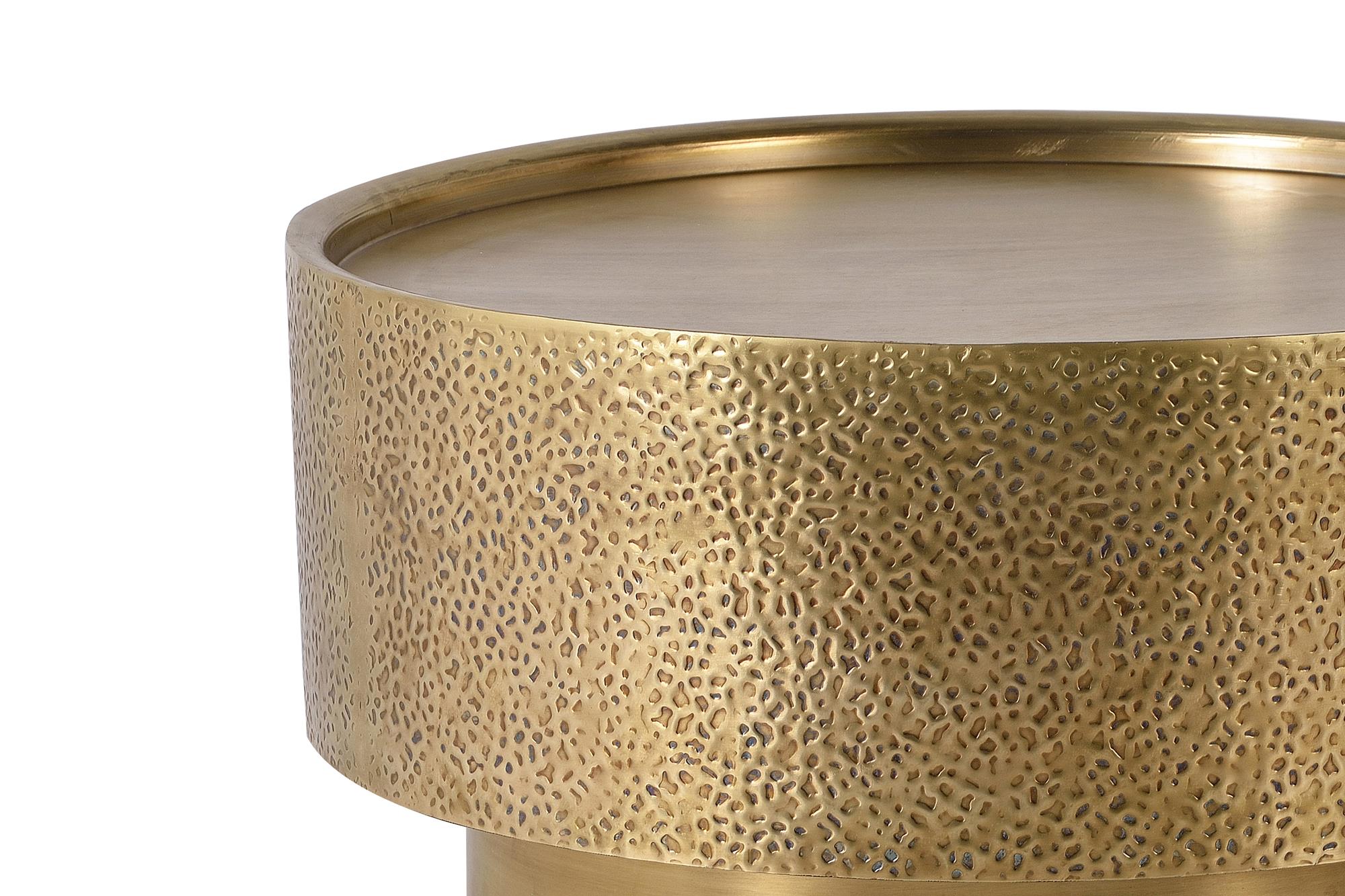 Tavolino in alluminio dorato e bronzo