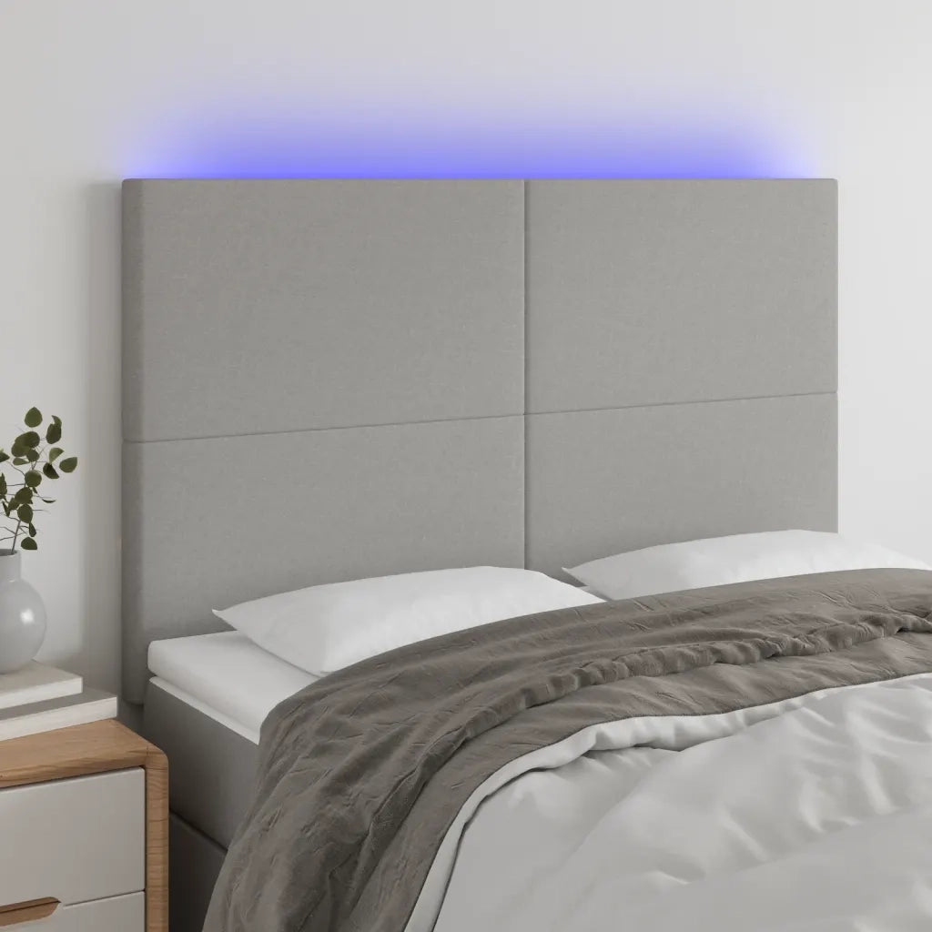 Testiera | Testata a LED Grigio Chiaro 144x5x118/128 cm in Tessuto