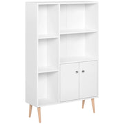 Libreria scandinava ¨C Zephmum ¨C Bianca 80x23.5x123 cm 5 ripiani ante legno