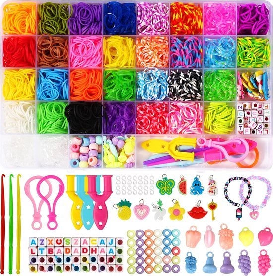 Set di Lavorazione a Maglia 2500+, 30 Colori Set di Nastro a Maglia per Crea Gioielli, Fai da Te per Bambini, Cinturini per Bambini, Attività di Ricamo, Gioielli Fai da Te (30 colori Set di Nastro a Maglia 2500+)
