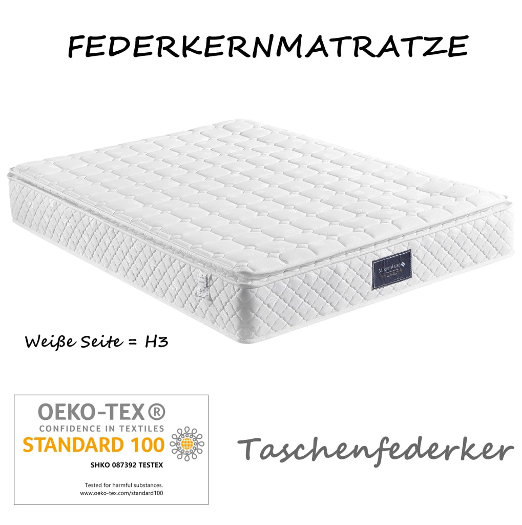 Letto contenitore idraulico 140x200 cm beige con materasso