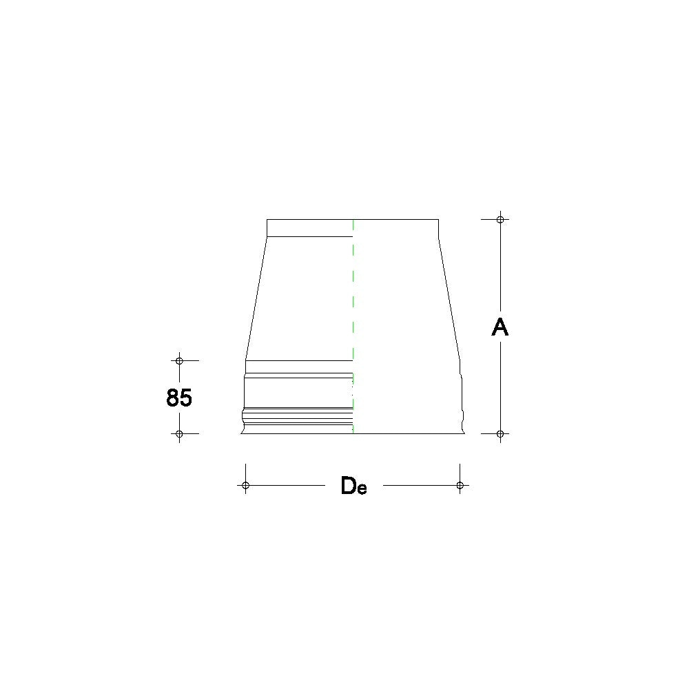 Fumaiolo terminale da 200-250mm conico inox doppia parete