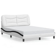 Letto matrimoniale | Letto per adulti | Giroletto senza Materasso Hvar Bianco e Nero 140x190 cm in Similpelle